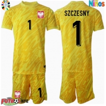 Camiseta Polonia Wojciech Szczesny #1 Portero Primera Equipación para niños Eurocopa 2024 manga corta (+ pantalones cortos)